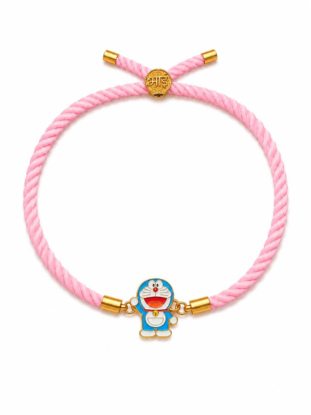 925 Sterling Silver Doraemon Cartoon Rakhi For Kids With Roli-Chawal Set - Image 2