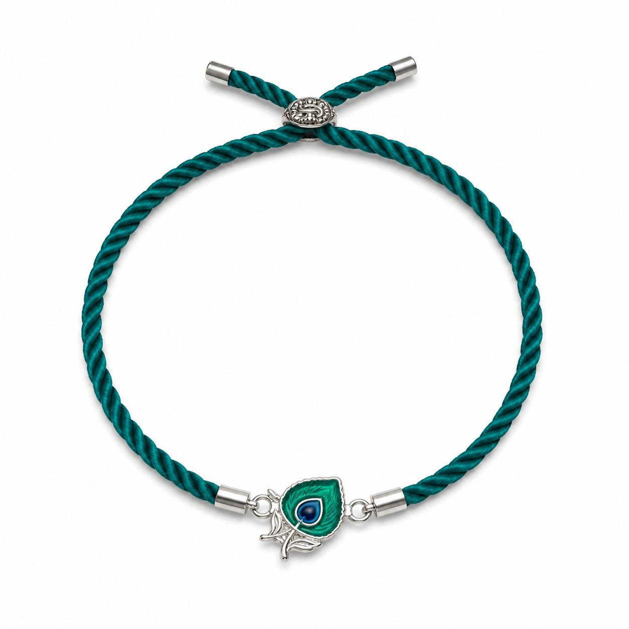 925 Sterling Silver Krishna Mor Pankh Rakhi - Image 2