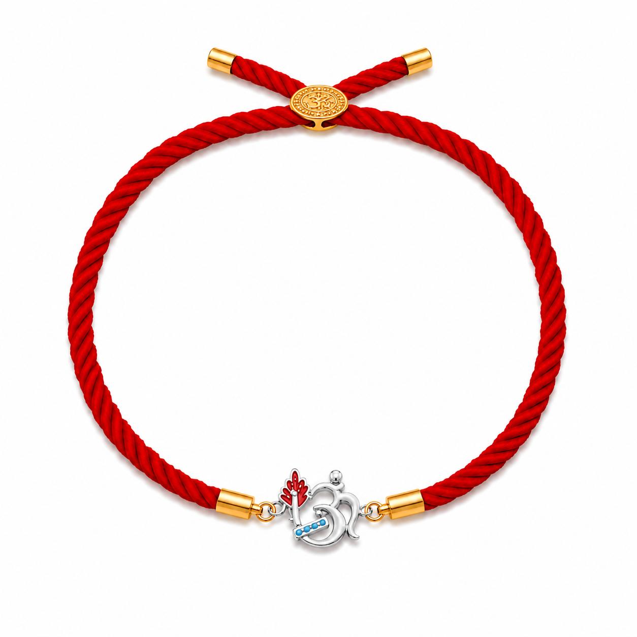 925 Sterling Silver Om Symbol Rakhi With Roli-Chawal Set