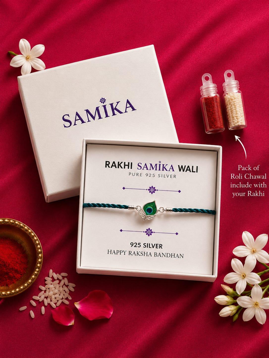 925 Sterling Silver Krishna Mor Pankh Rakhi