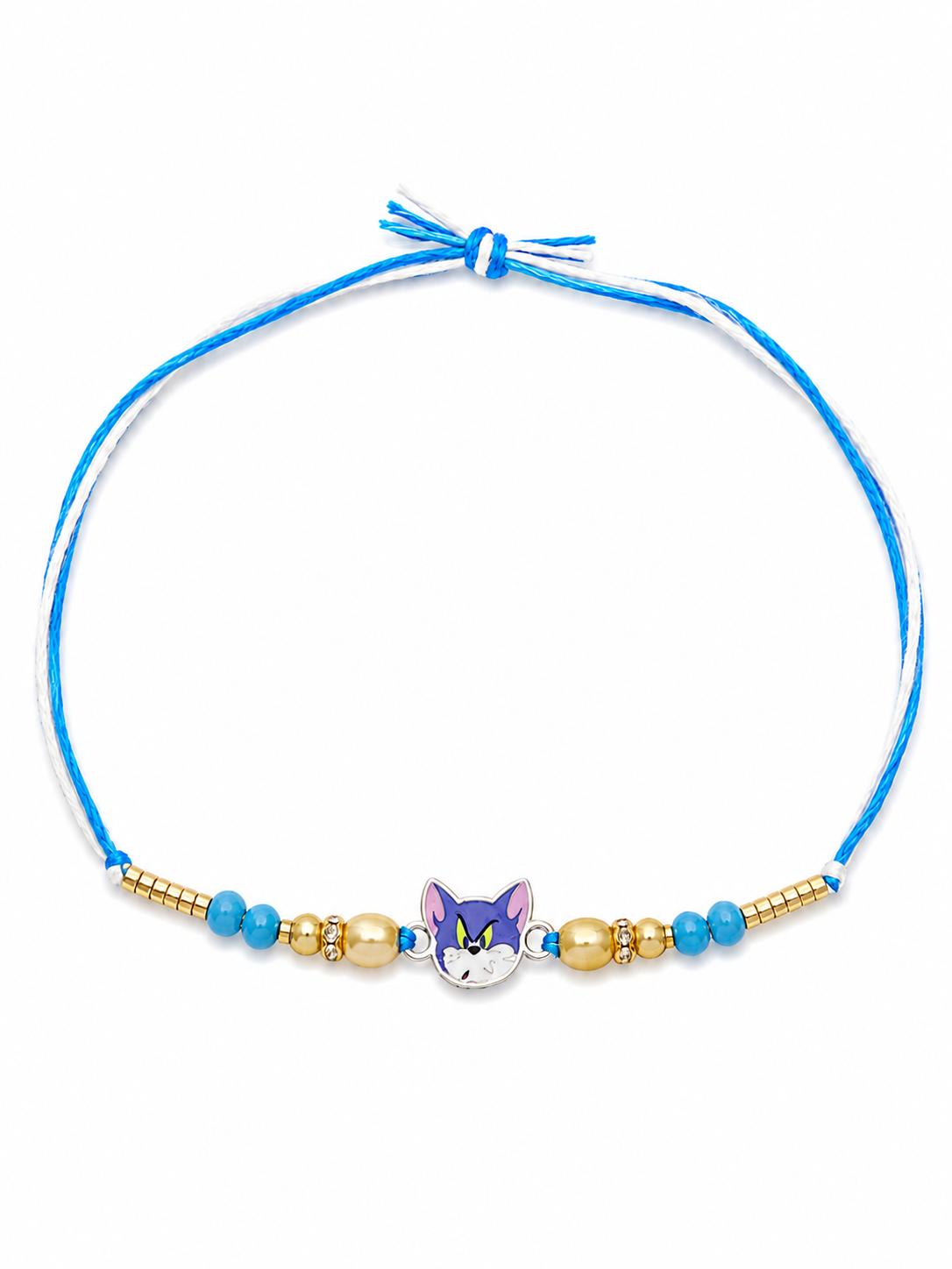 925 Sterling Silver Tom Cartoon Kids Rakhi With Roli-Chawal Set - Image 2