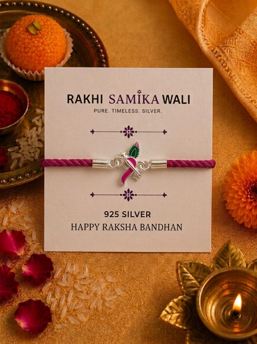 925 Sterling Silver Lord Krishna-Inspired Designer Rakhi With Roli-Chawal Set - Image 5