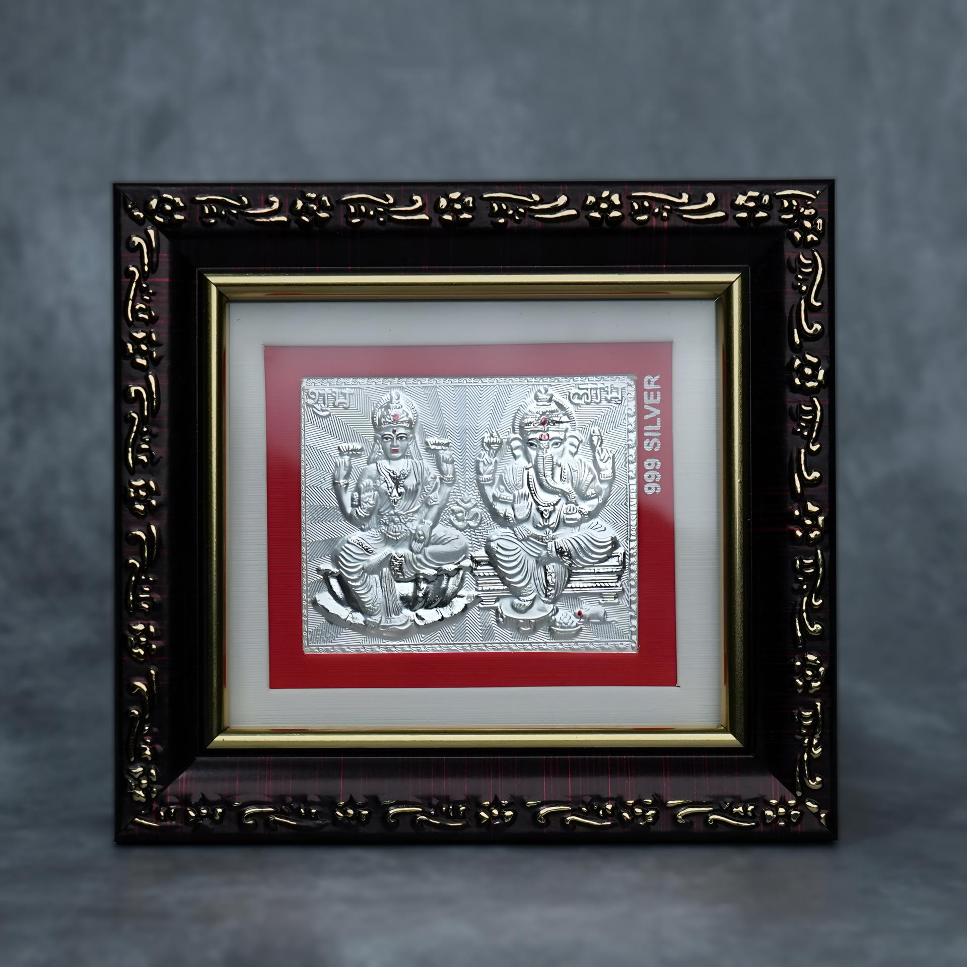 999 Silver Shubh Labh Lakshmi Ganesha Premium Classic Frame - Image 5