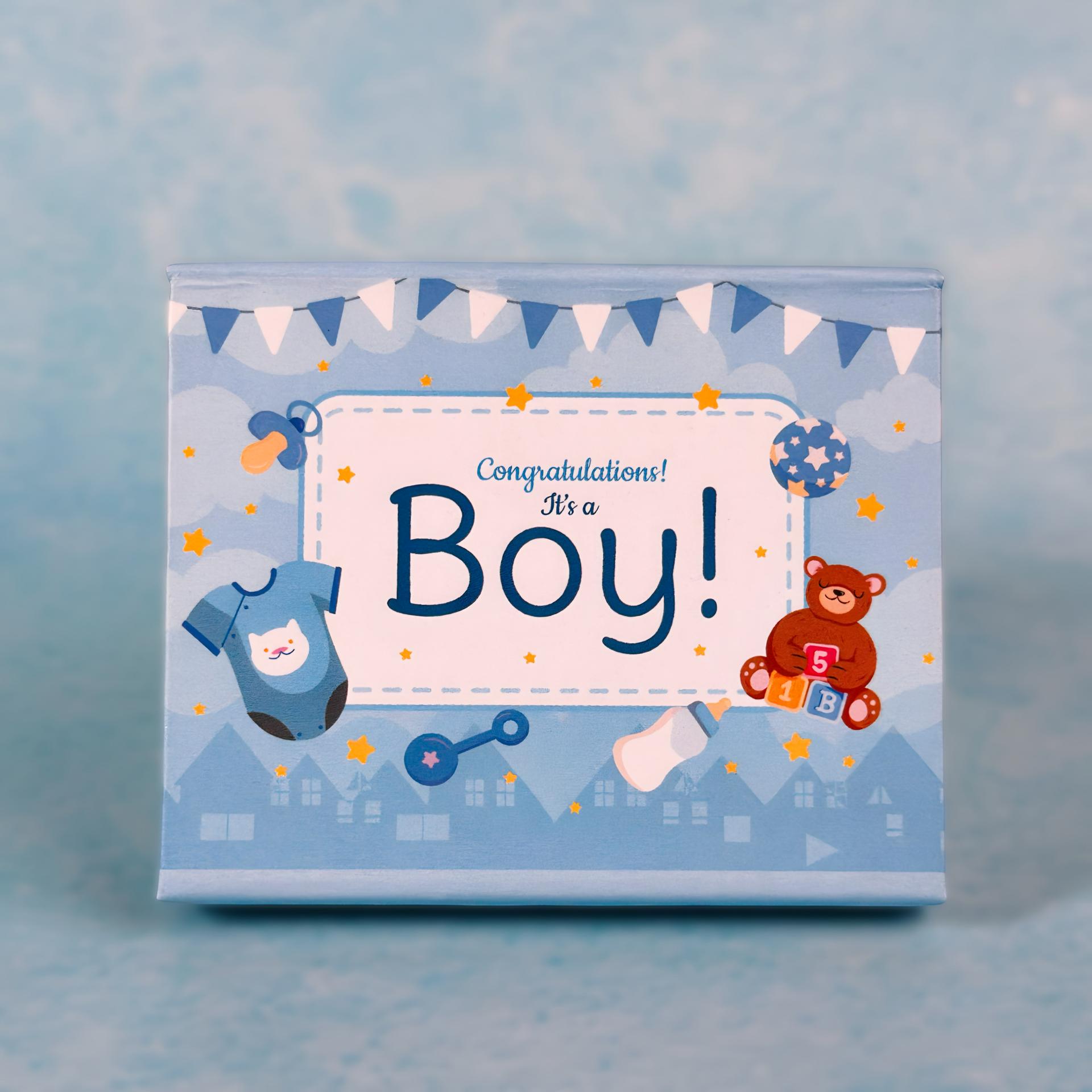999 Silver Baby Boy Welcome Keepsake Gift Box