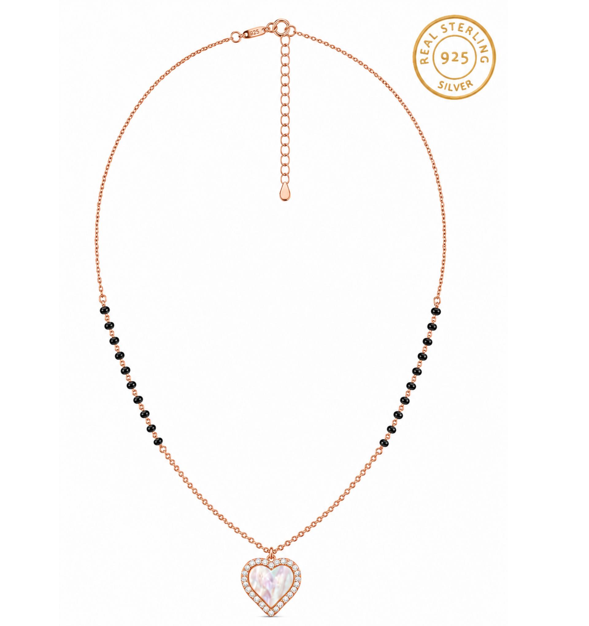 925 Sterling Silver Rose Gold Plated Aurora Heart Mangalsutra - Image 3