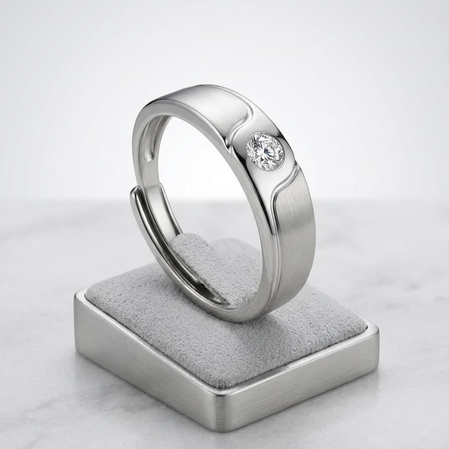 925 Sterling Silver Minimalist Solitaire Men's Ring