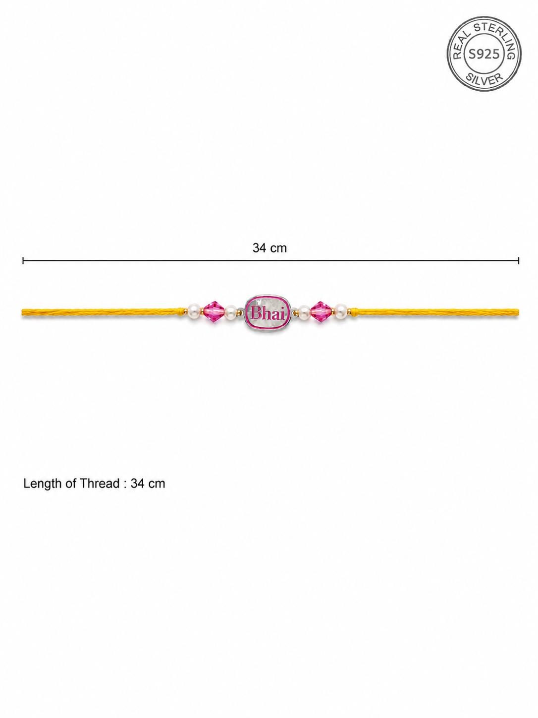 925 Sterling Silver Bhai Designer Rakhi With Roli-Chawal Set - Image 6