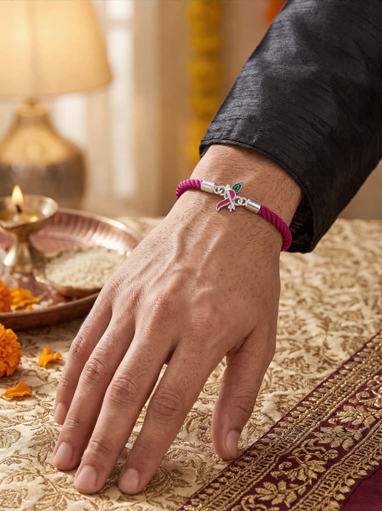 925 Sterling Silver Lord Krishna-Inspired Designer Rakhi With Roli-Chawal Set - Image 3