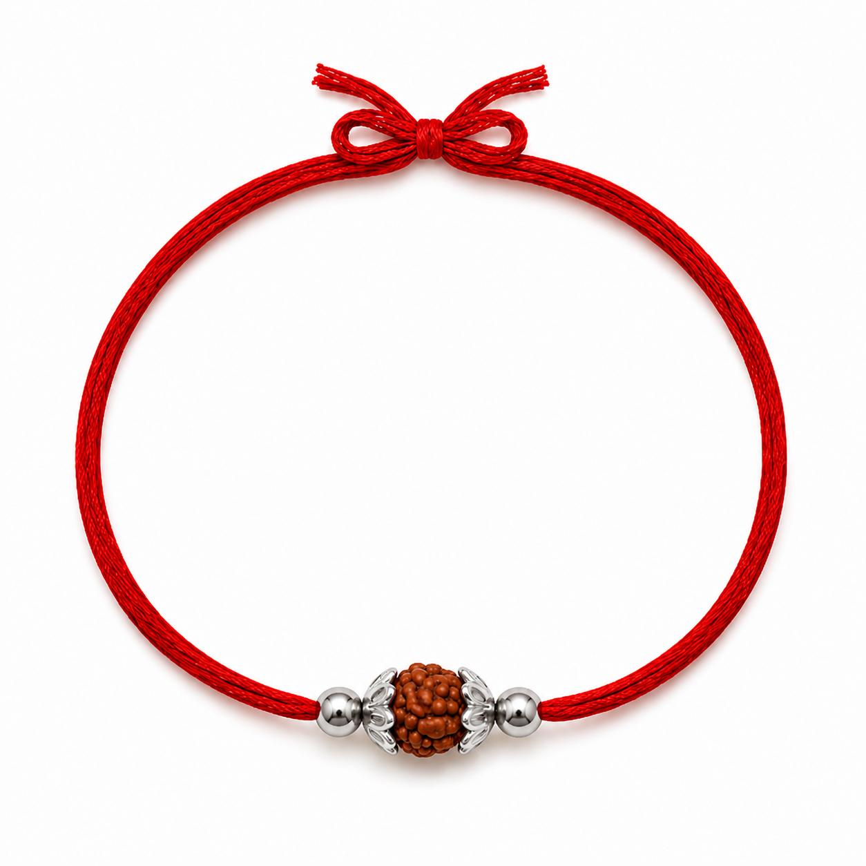 925 Sterling Silver Rudraksha Bead Rakhi - Image 2