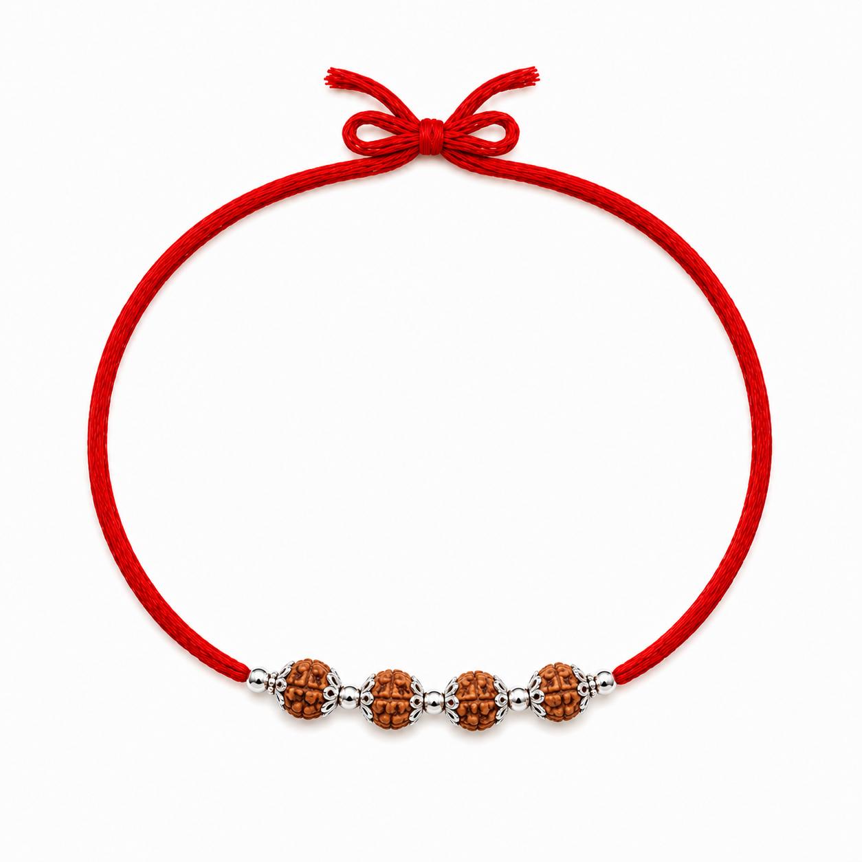 925 Sterling Silver Chatur Rudraksha Rakhi - Image 2