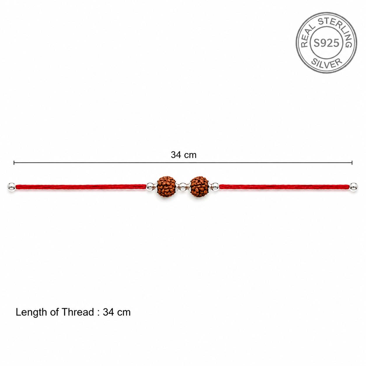925 Sterling Silver Twin Rudraksha Bead Rakhi - Image 7