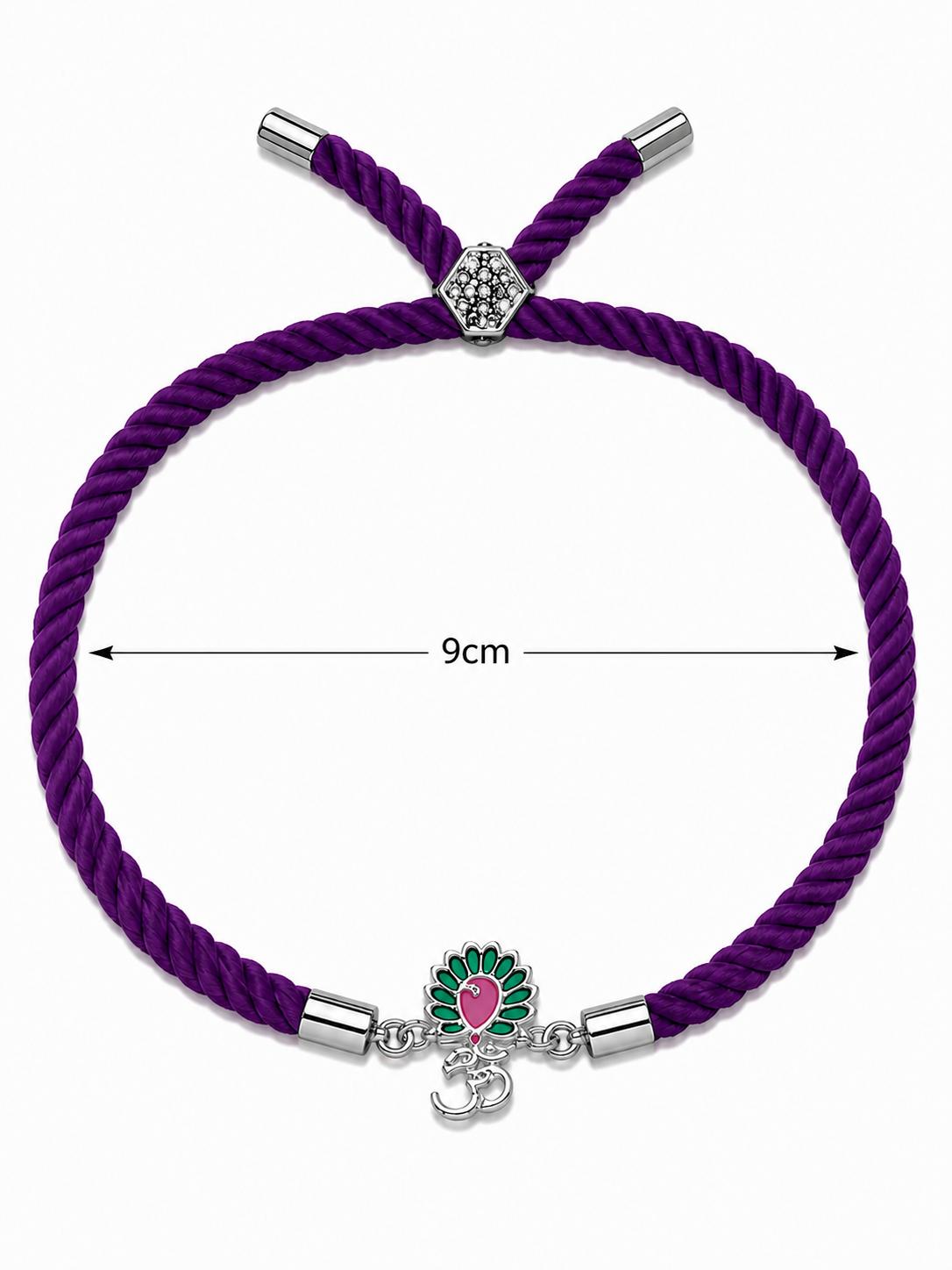 925 Sterling Silver Traditional Om Morpankh Rakhi With Roli-Chawal Set - Image 6