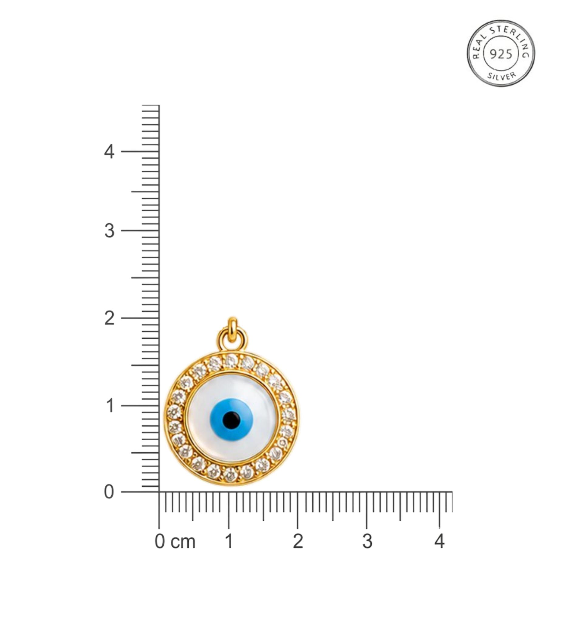 925 Sterling Silver Gold Plated Evil Eye Crystal Mangalsutra Necklace - Image 5