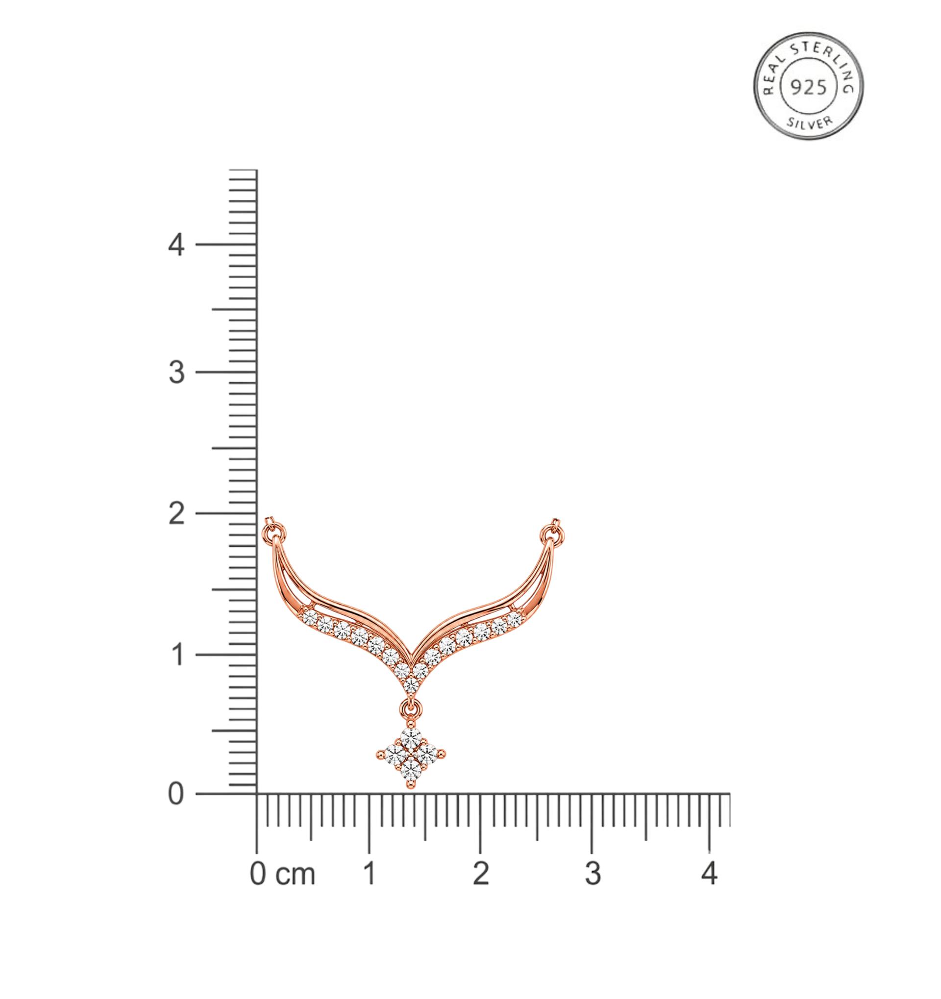 925 Sterling Silver Rose Gold Plated Celestial V-Curve Mangalsutra - Image 5