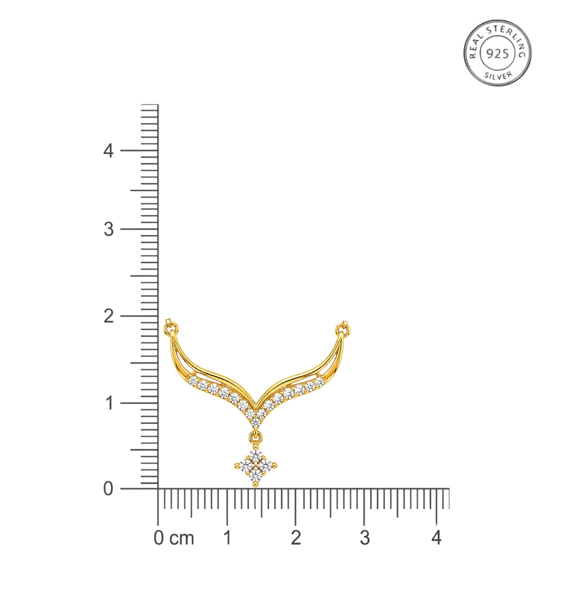 925 Sterling Silver Gold Plated Celestial V-Curve Mangalsutra - Image 4