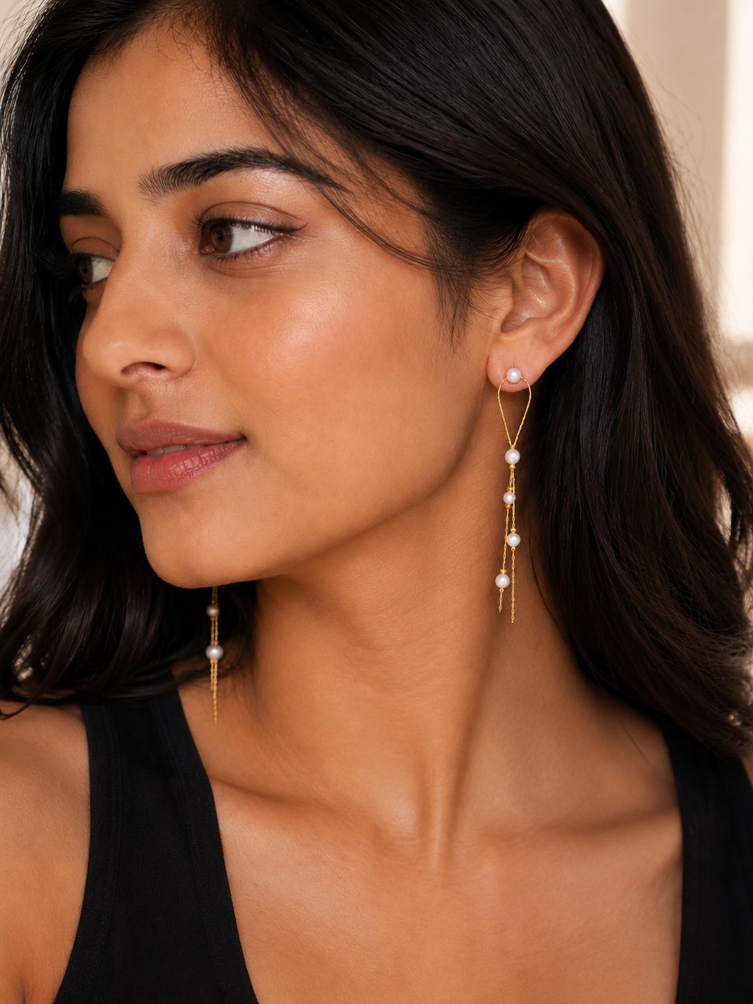 925 Sterling Silver Pearl Dangle Earrings - Image 5