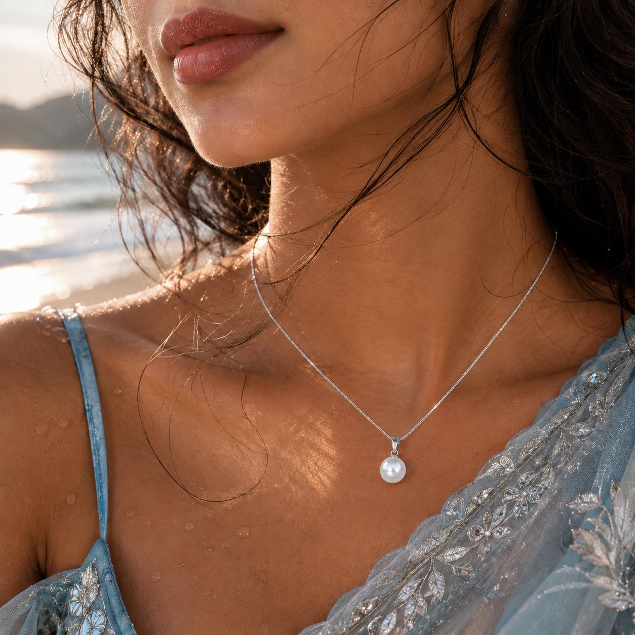 925 Sterling Silver Classic Pearl Pendant - Image 3
