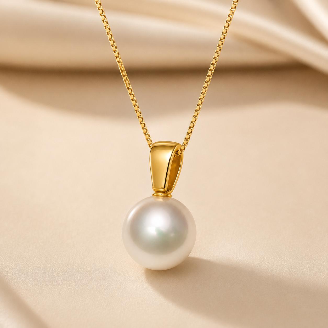 925 Sterling Silver Gold-Plated Classic Pearl Pendant - Image 4