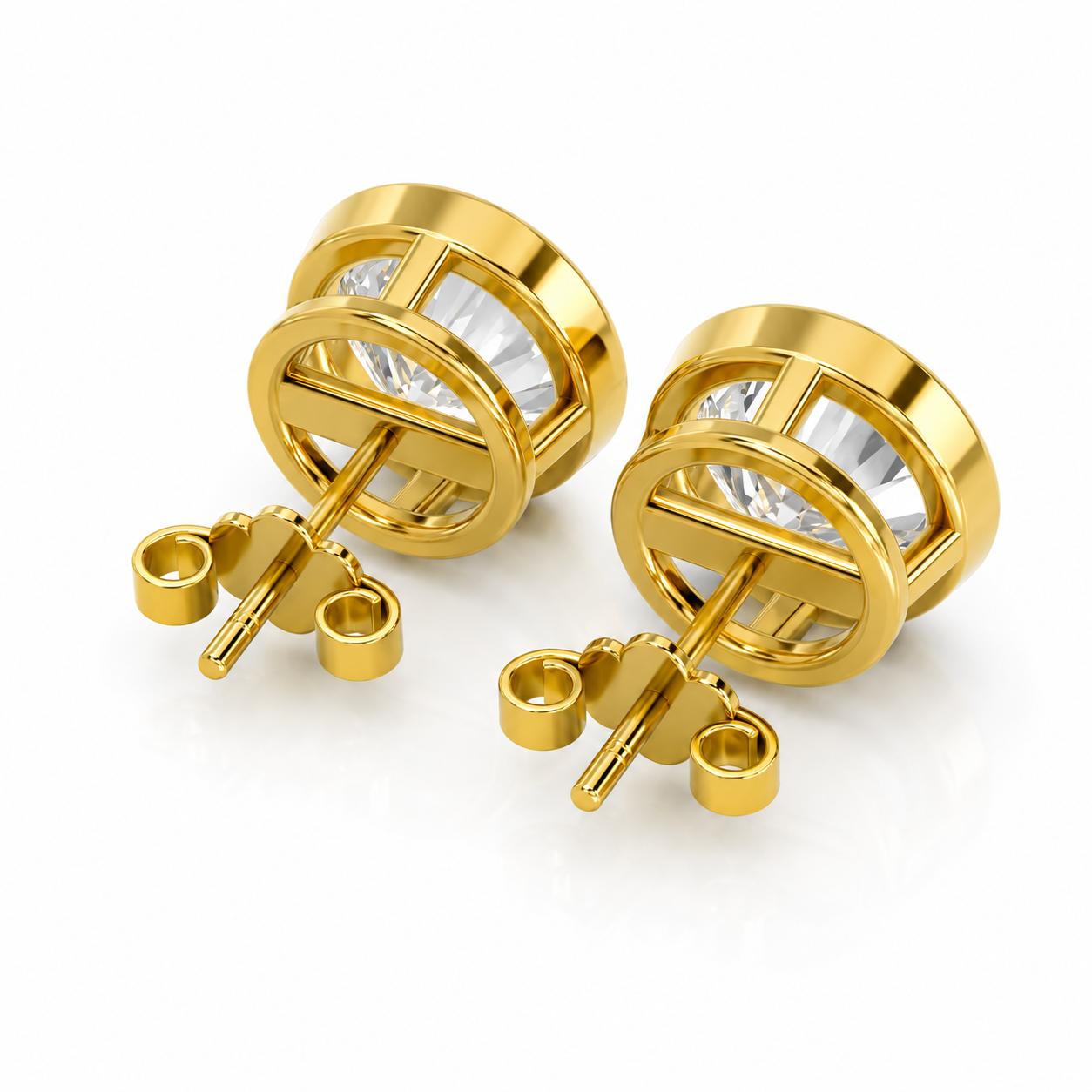 925 Sterling Silver With 22k Gold Plated Classic Solitaire Men's Single Stud - Image 3