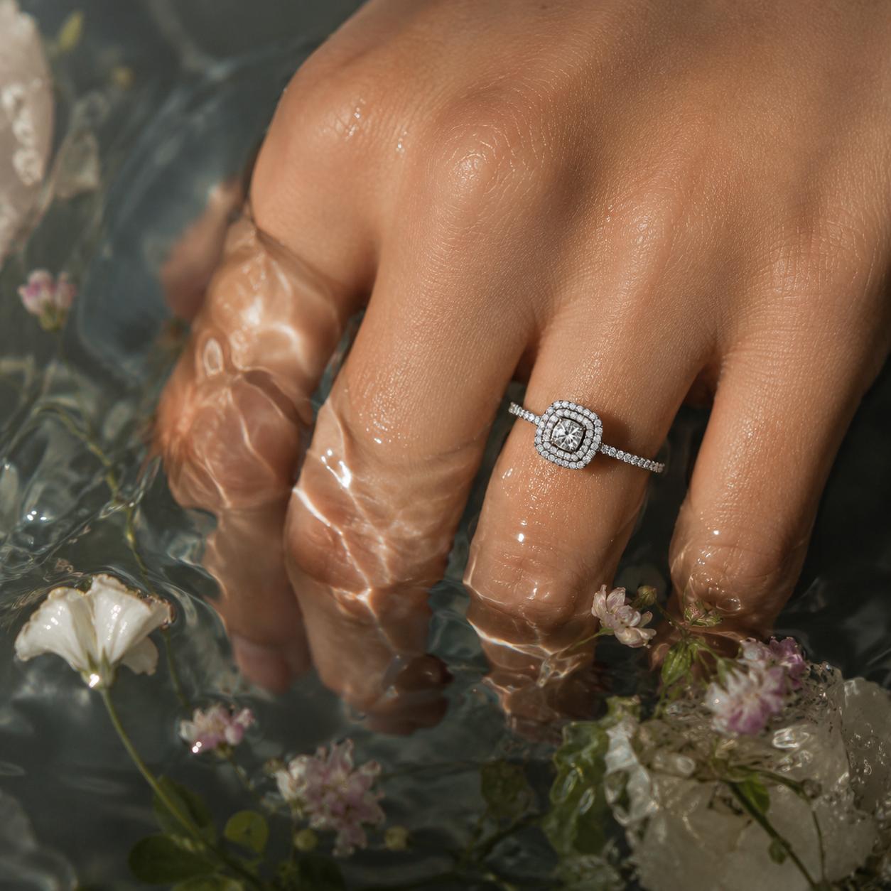 925 Sterling Silver Halo Cushion Cut Cz Adjustable Ring - Image 5