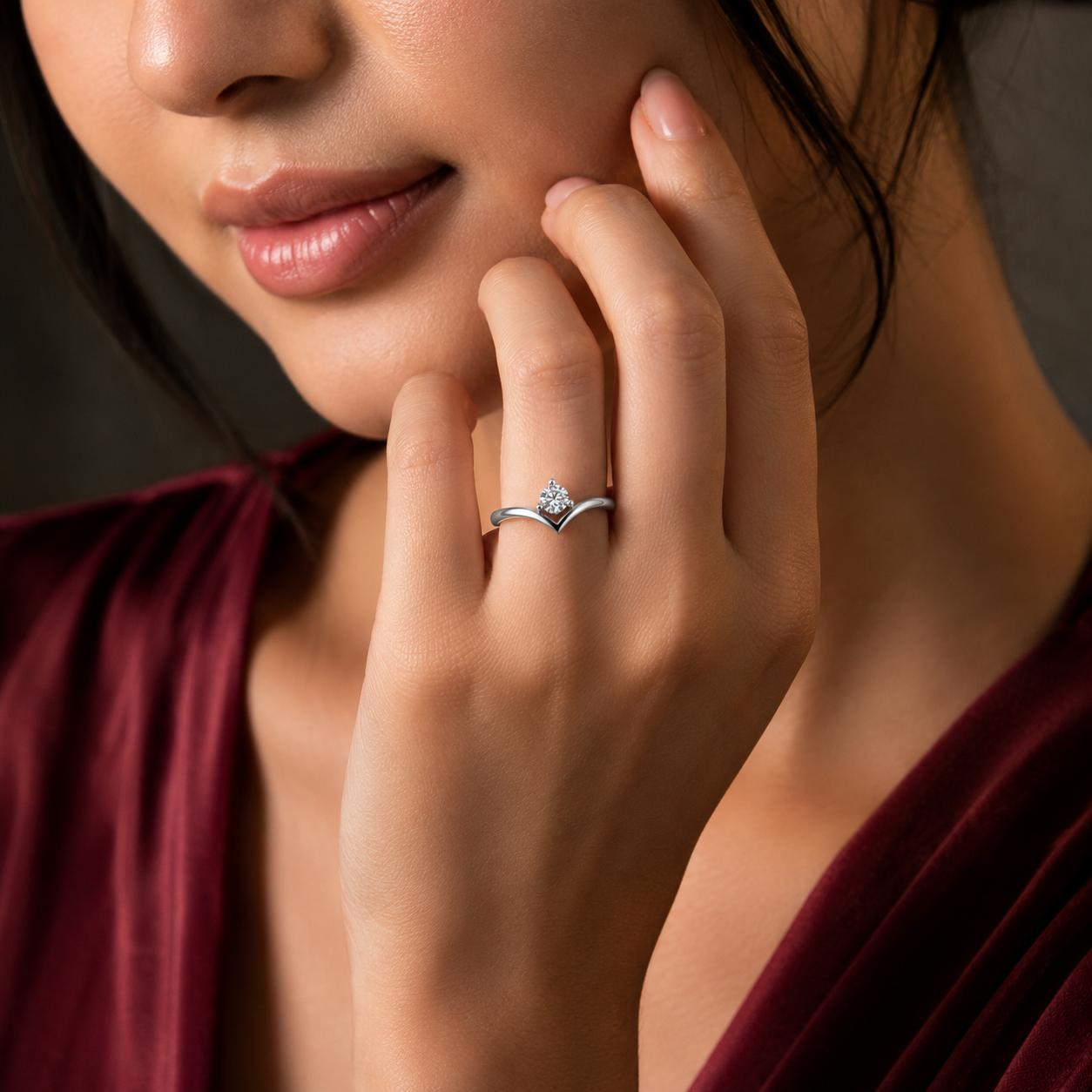 925 Sterling Silver Solitaire Crown Cz Adjustable Ring - Image 3