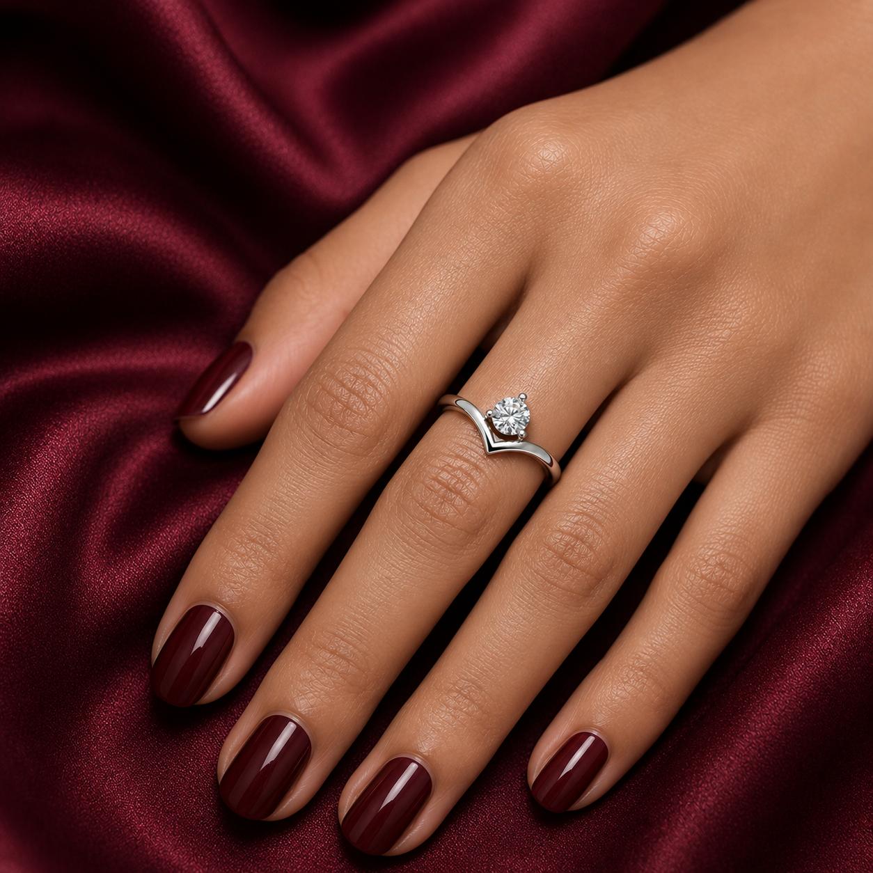 925 Sterling Silver Solitaire Crown Cz Adjustable Ring - Image 5