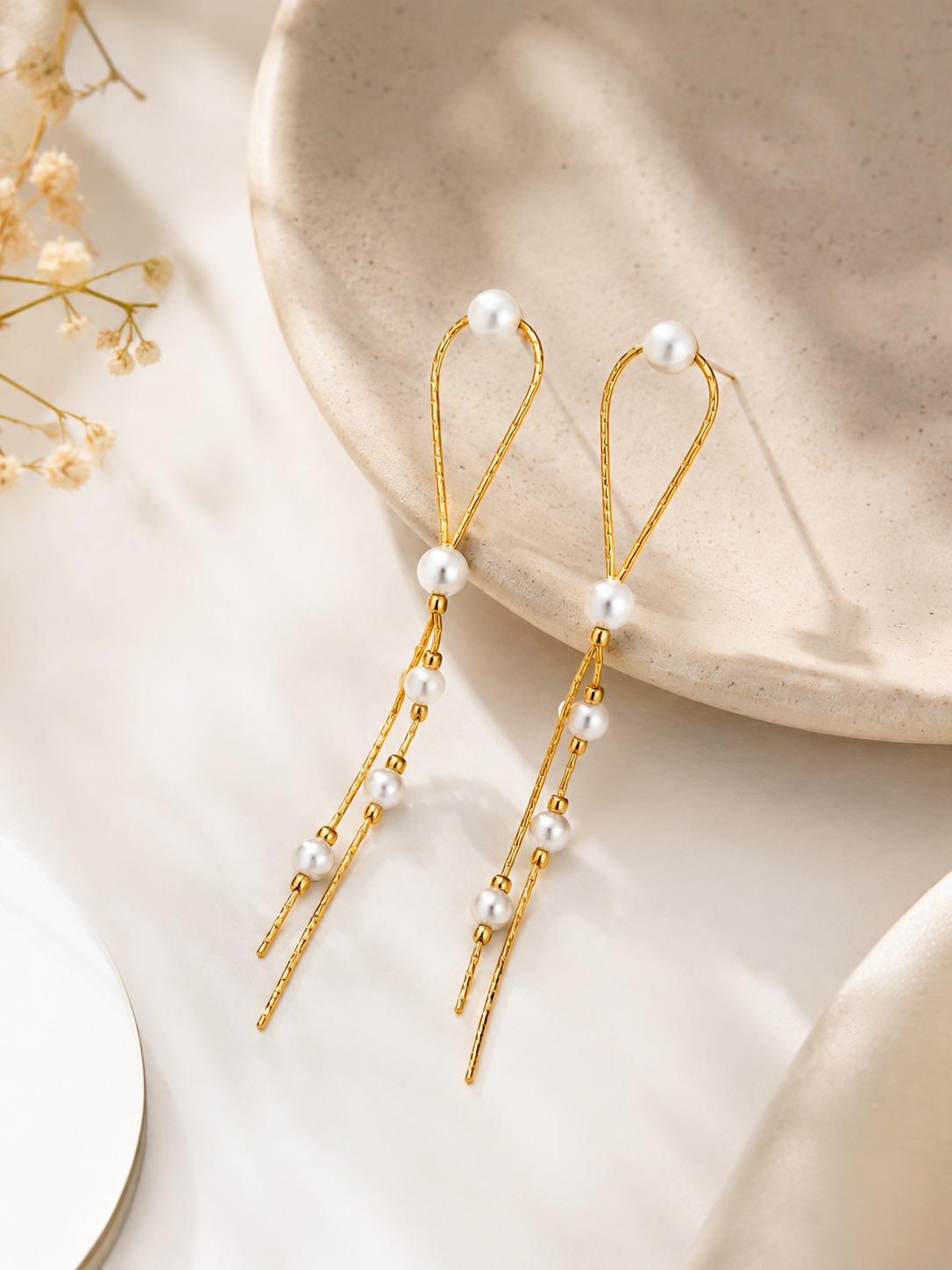 925 Sterling Silver Pearl Dangle Earrings - Image 2