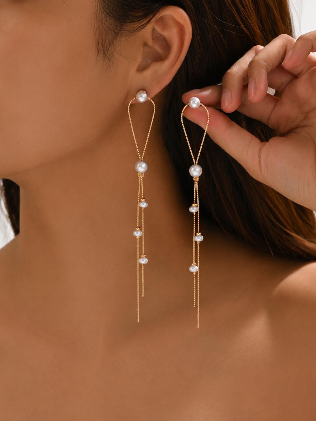 925 Sterling Silver Pearl Dangle Earrings