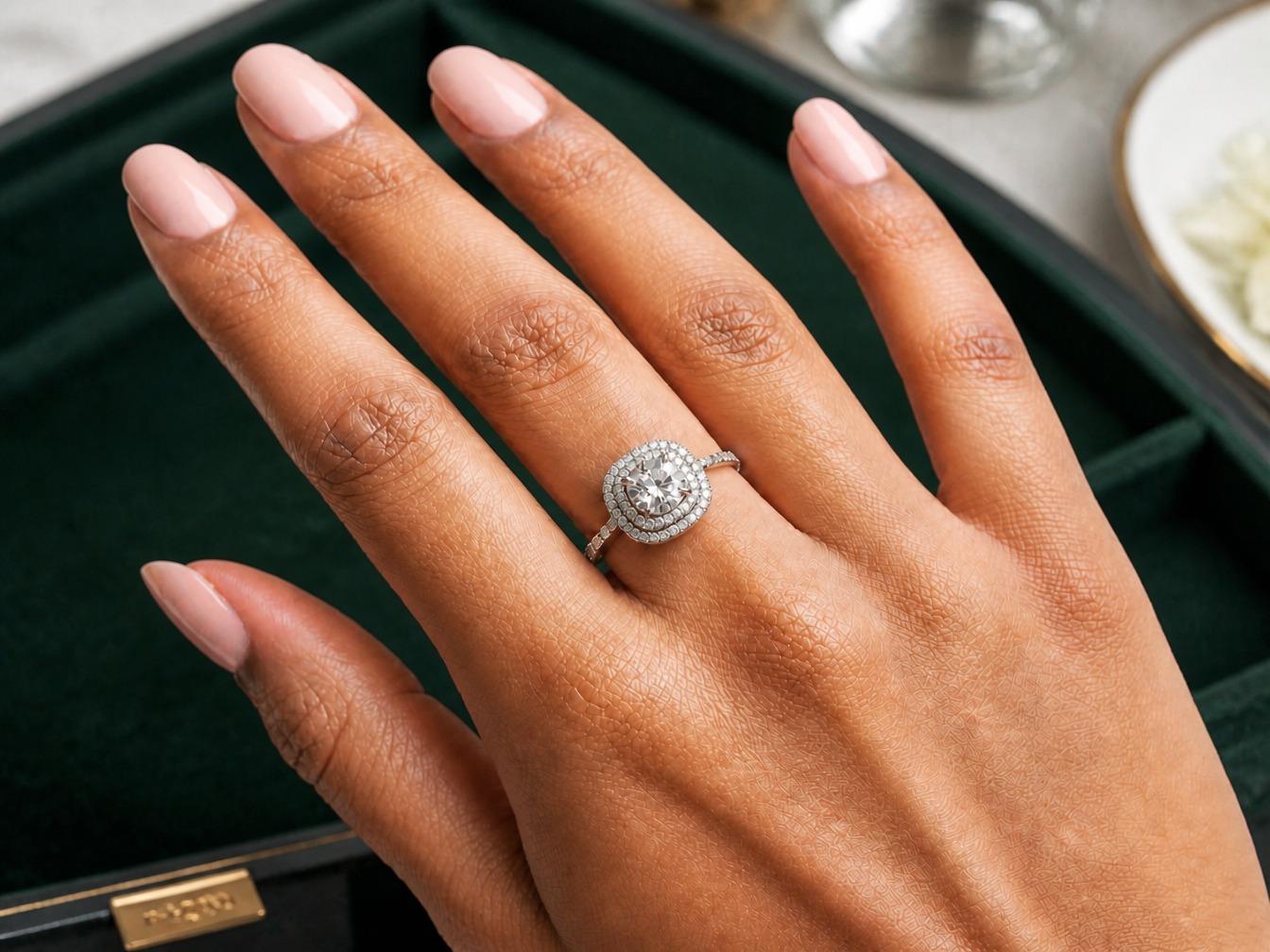 925 Sterling Silver Halo Cushion Cut Cz Adjustable Ring - Image 6