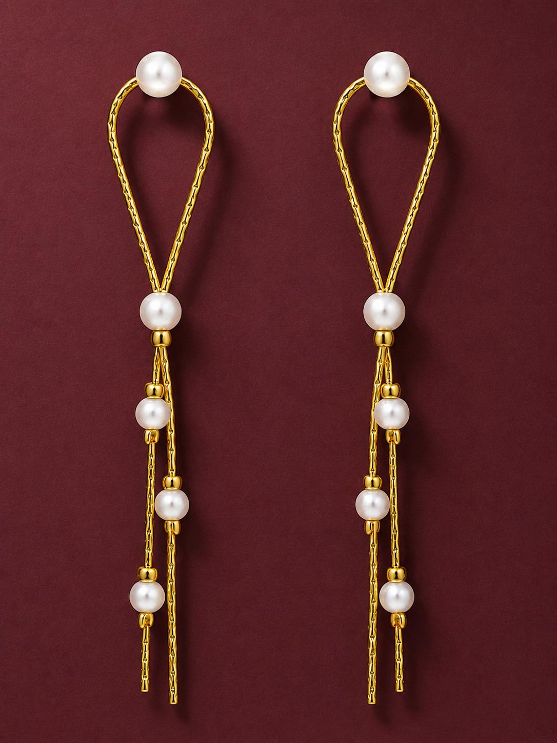 925 Sterling Silver Pearl Dangle Earrings - Image 4