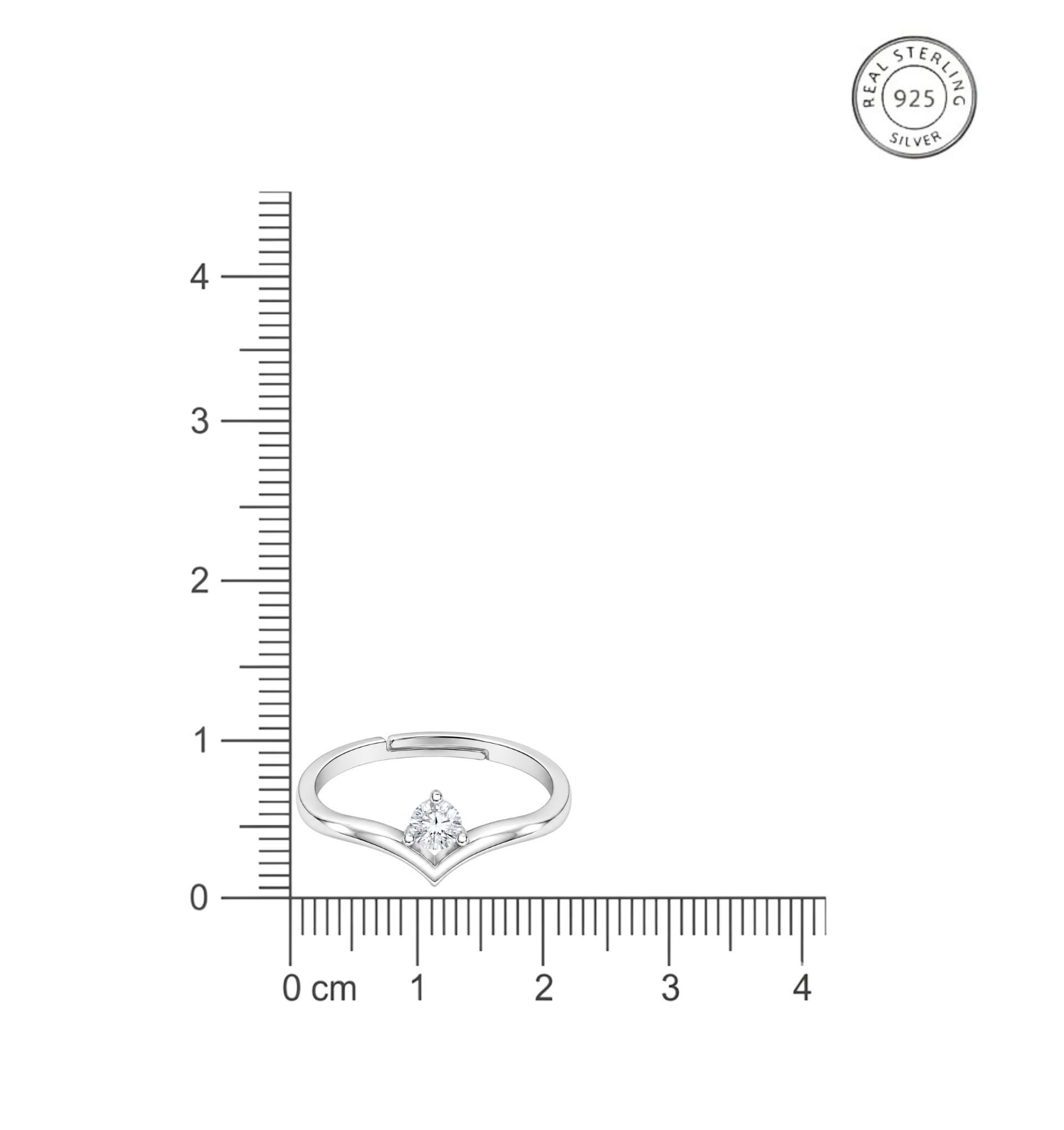 925 Sterling Silver Solitaire Crown Cz Adjustable Ring - Image 9