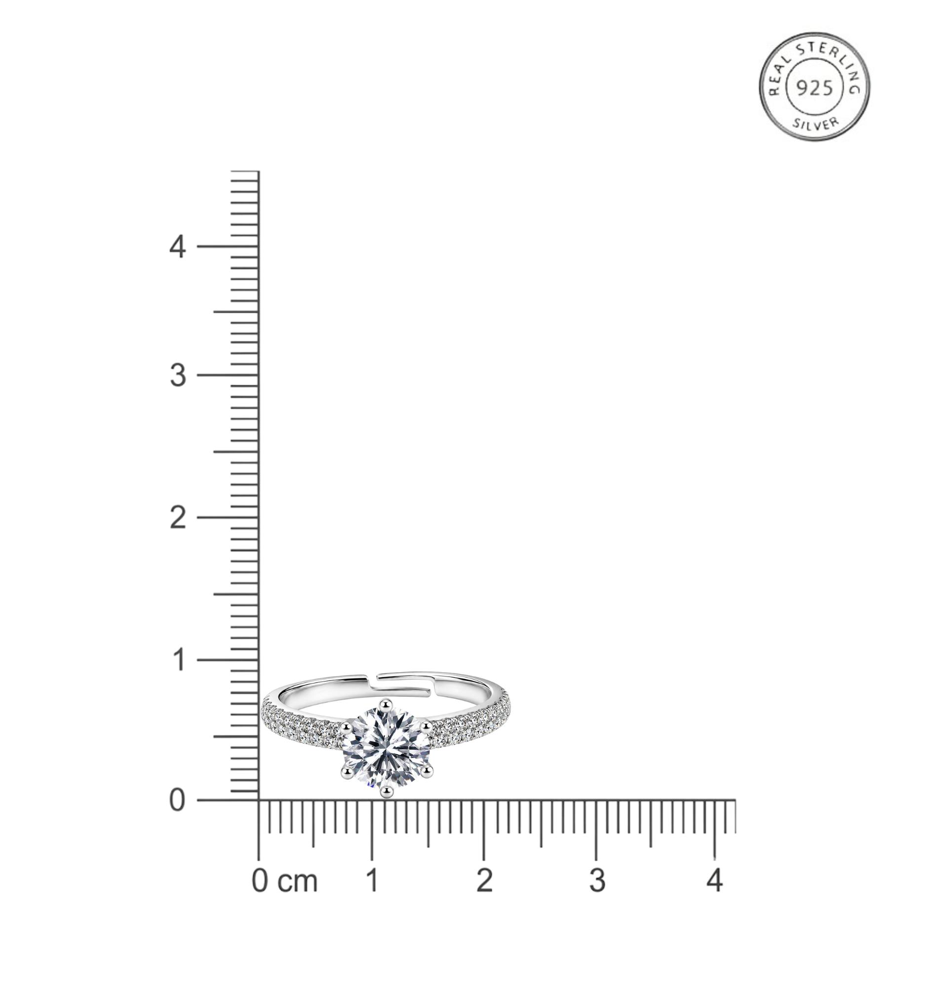 925 Sterling Silver Classic Solitaire Cz Adjustable Ring - Image 8