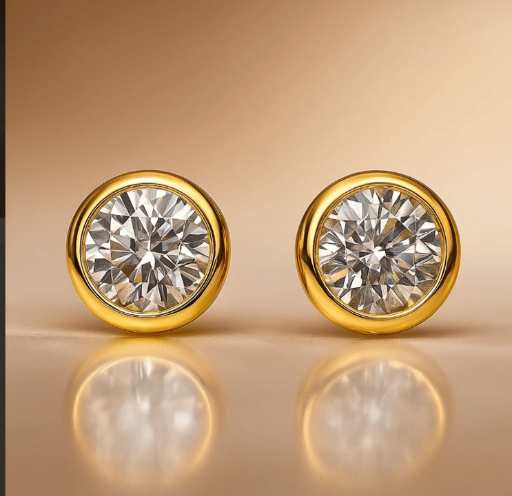 925 Sterling Silver With 22k Gold Plated Classic Solitaire Men's Single Stud - Image 4