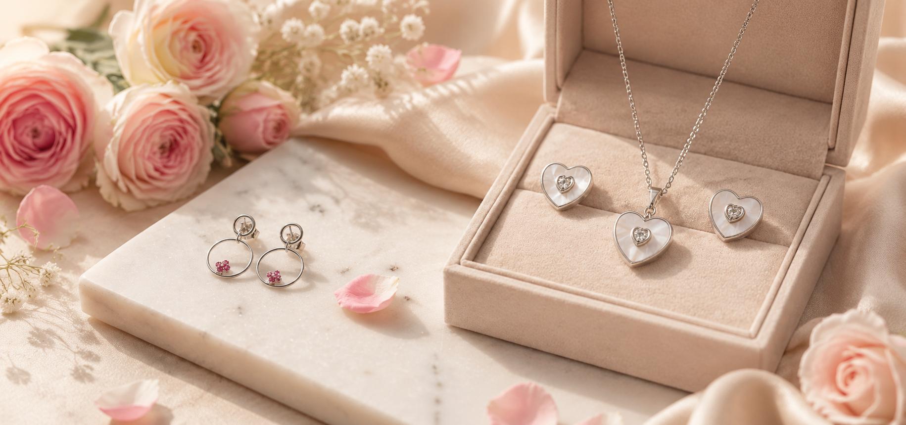 Samika silver necklaces styled for the Mother’s Day gift guide hero