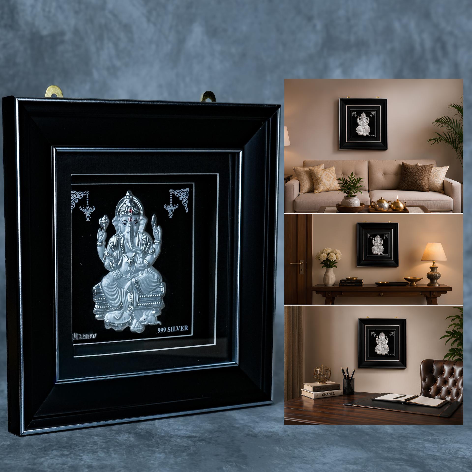 Divya Lord Ganesha 999 Silver Premium Shadow Frame - Image 5