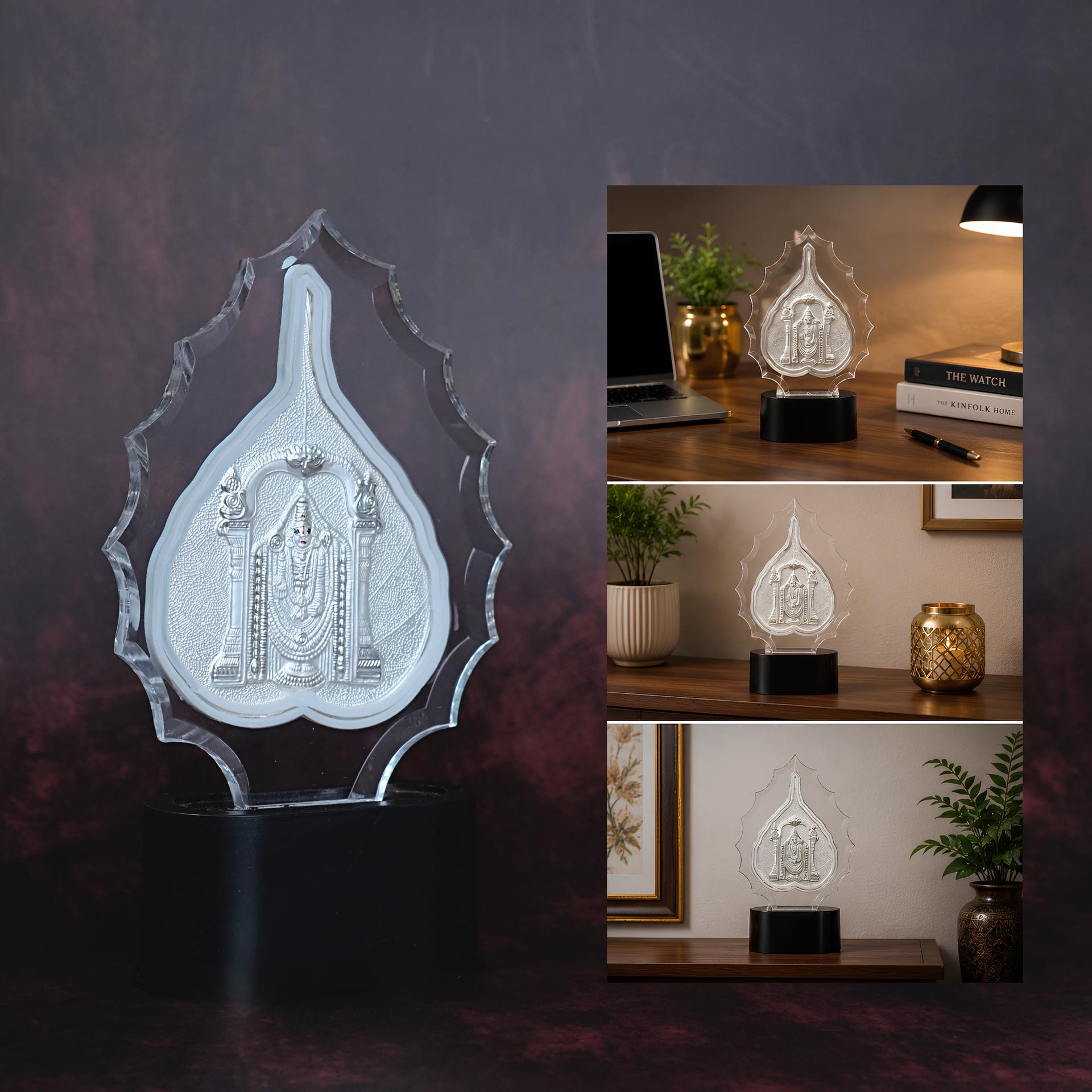 Divya Tirupati Balaji 999 Silver Peepal Leaf Showpiece - Image 3