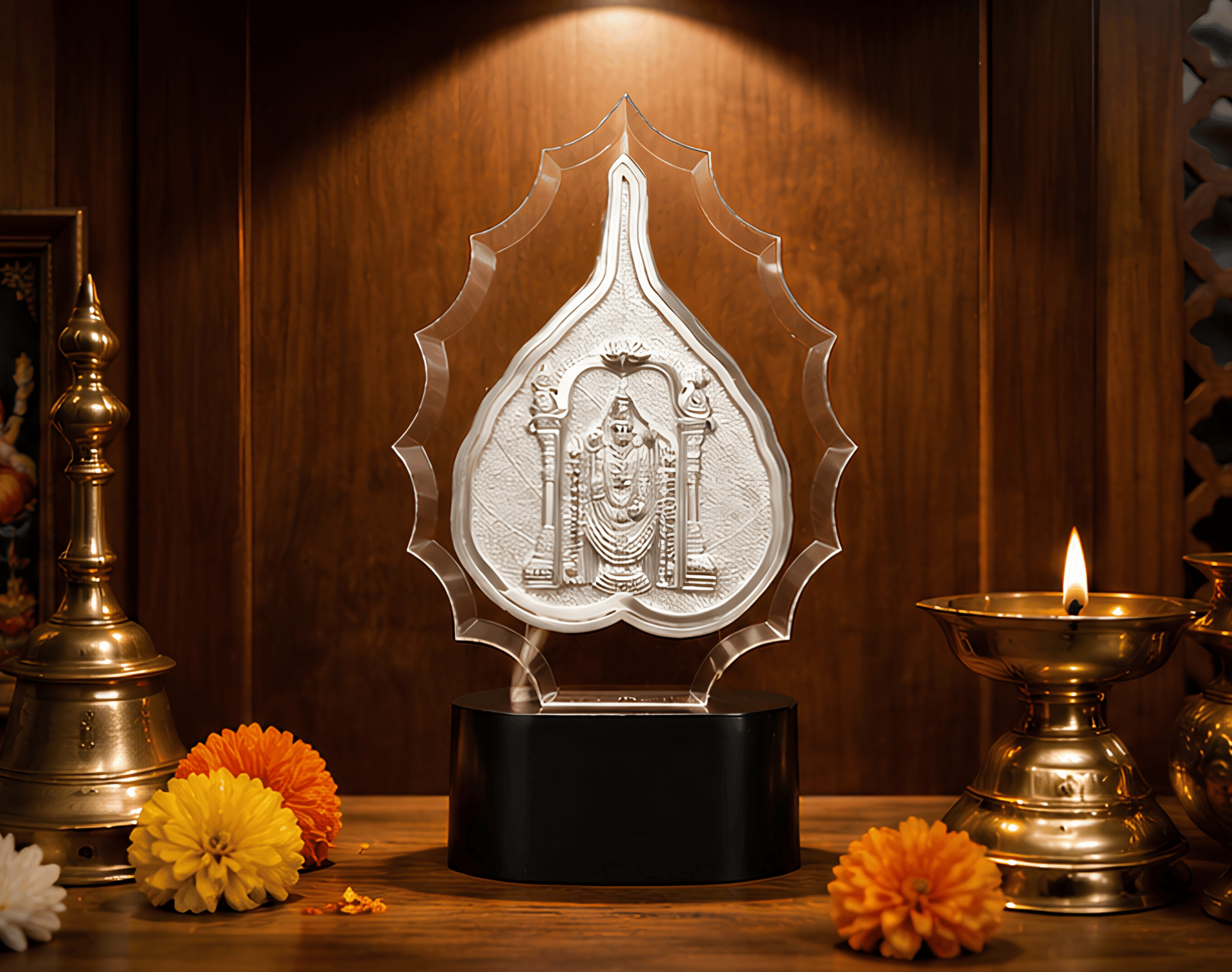 Divya Tirupati Balaji 999 Silver Peepal Leaf Showpiece