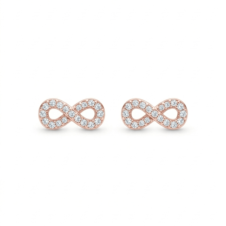 Sparkle Infinity Rose Gold Stud Earrings With 925 Sterling Silver - Image 3