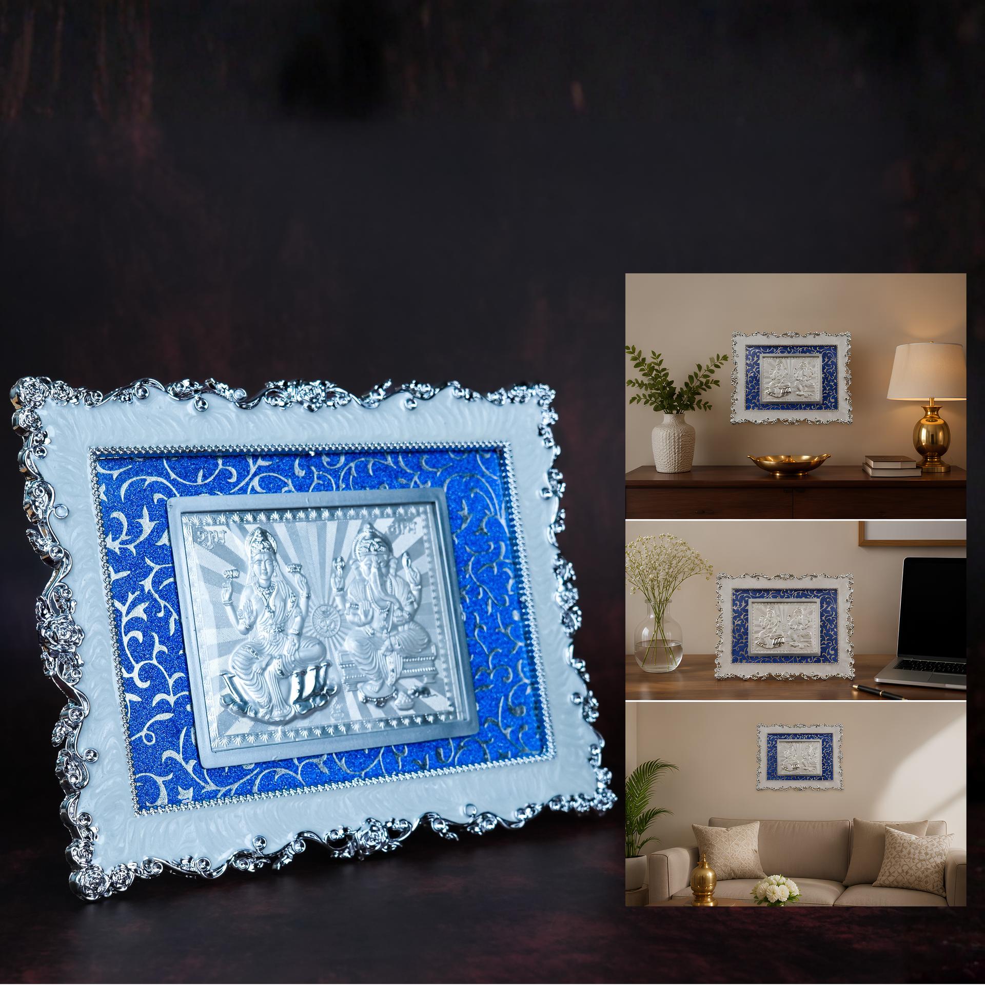 Shubh Labh Lakshmi Ganesha 999 Silver Premium Decorative Frame - Image 3