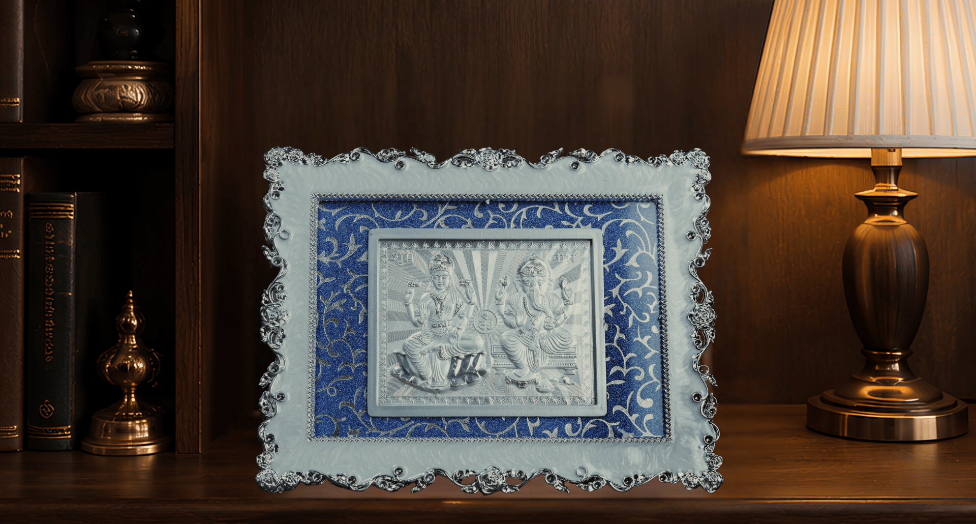 Shubh Labh Lakshmi Ganesha 999 Silver Premium Decorative Frame - Image 4