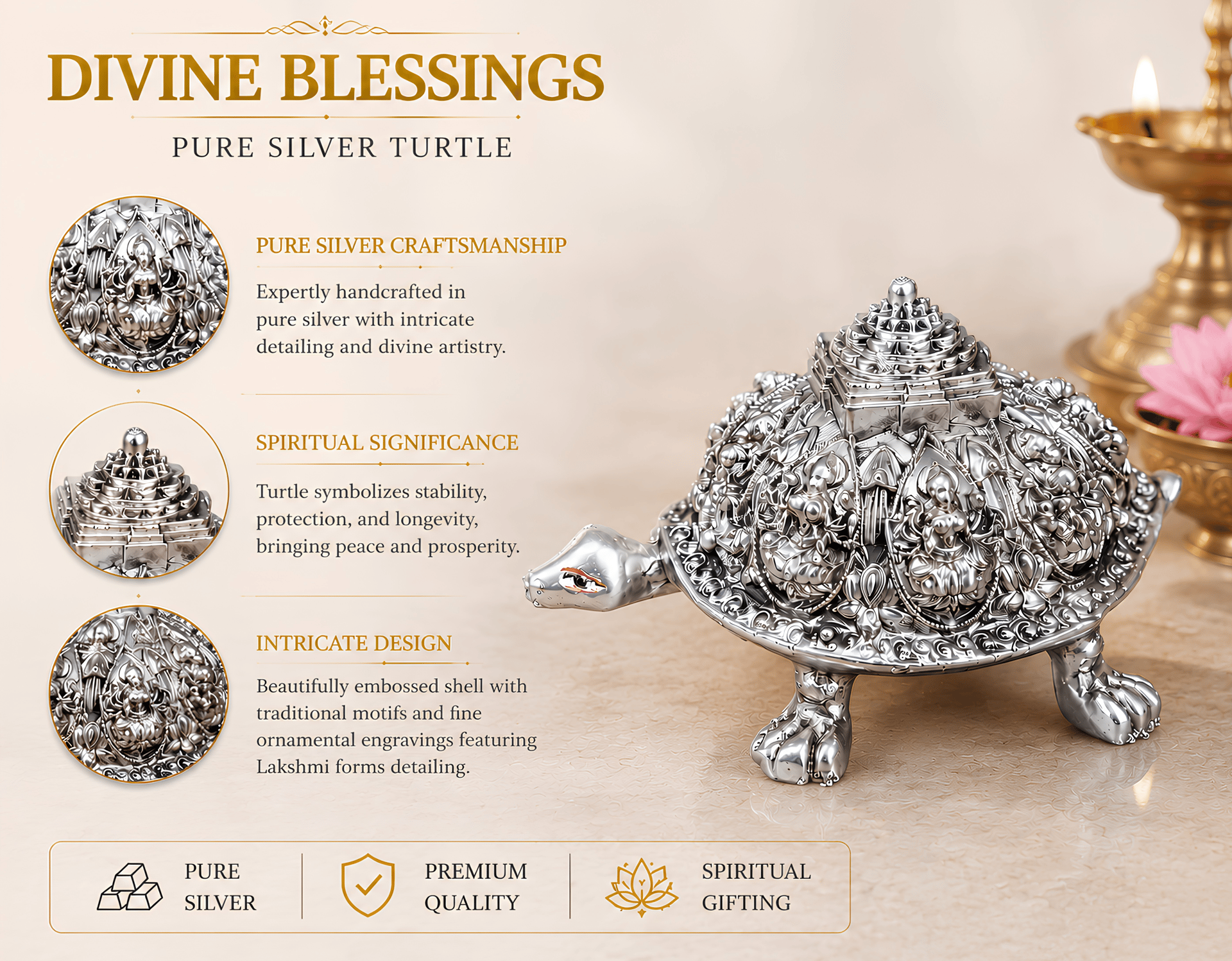 999 Silver Divya Vastu Tortoise Figurine - Image 6