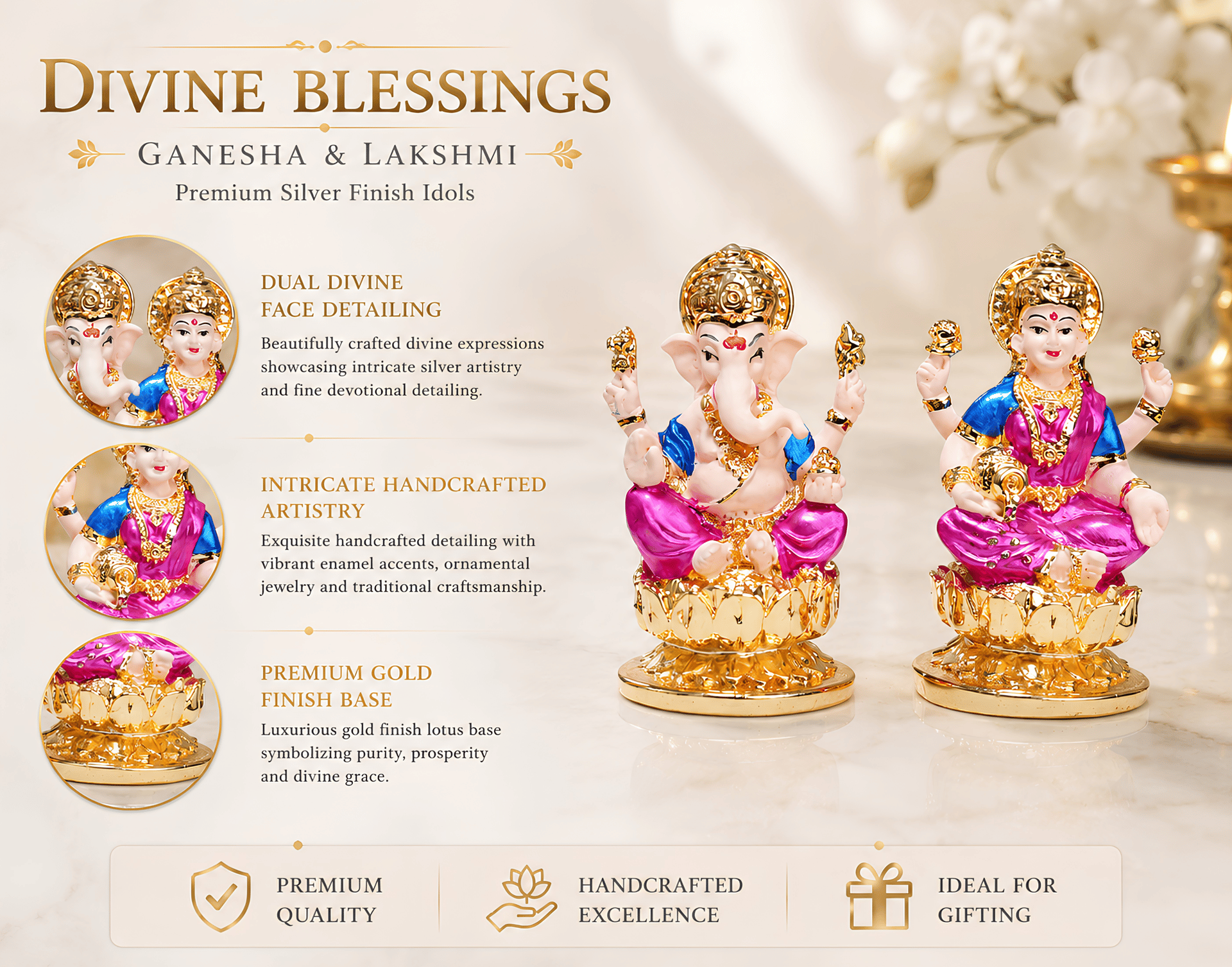 Divya Lakshmi Ganesh Idol Set - Image 7
