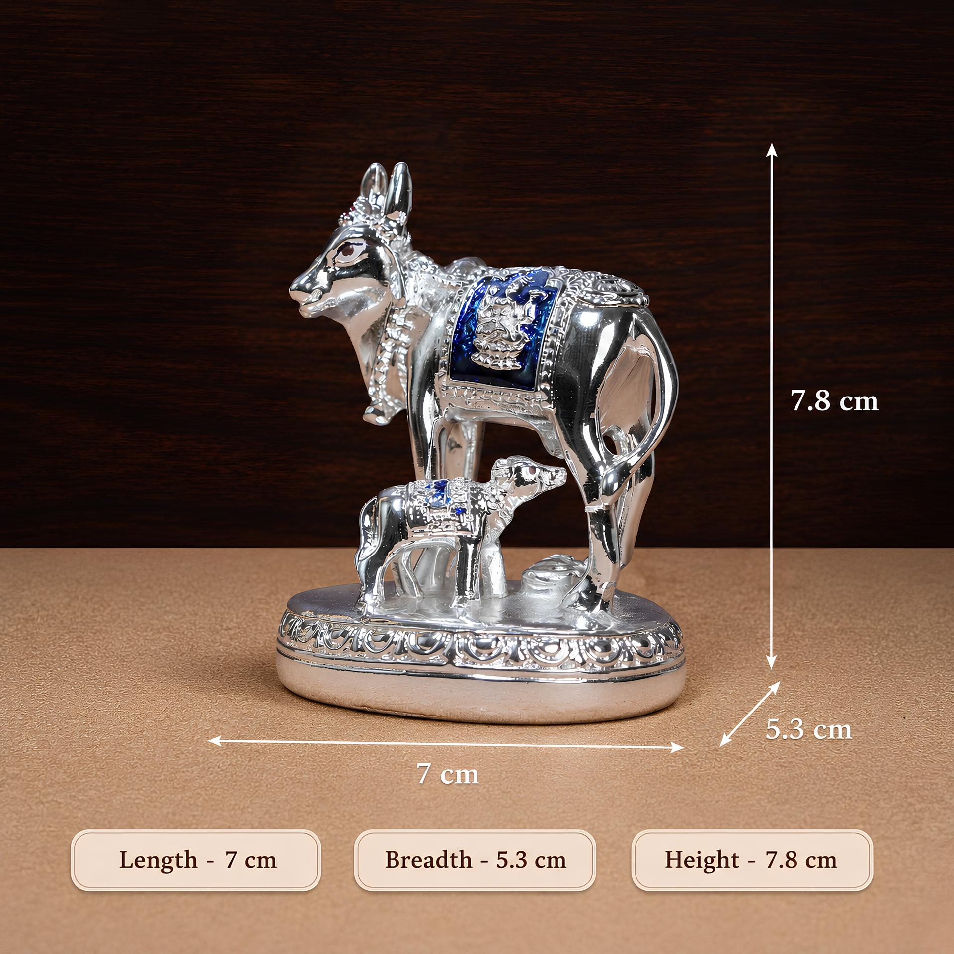 999 Silver Divya Kamadhenu Cow And Calf Figurine - Image 6