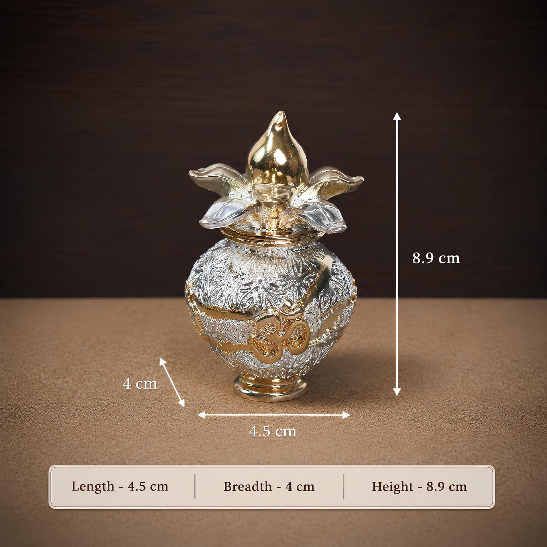 999 Silver Divine Om Kalash Decorative Figurine - Image 4