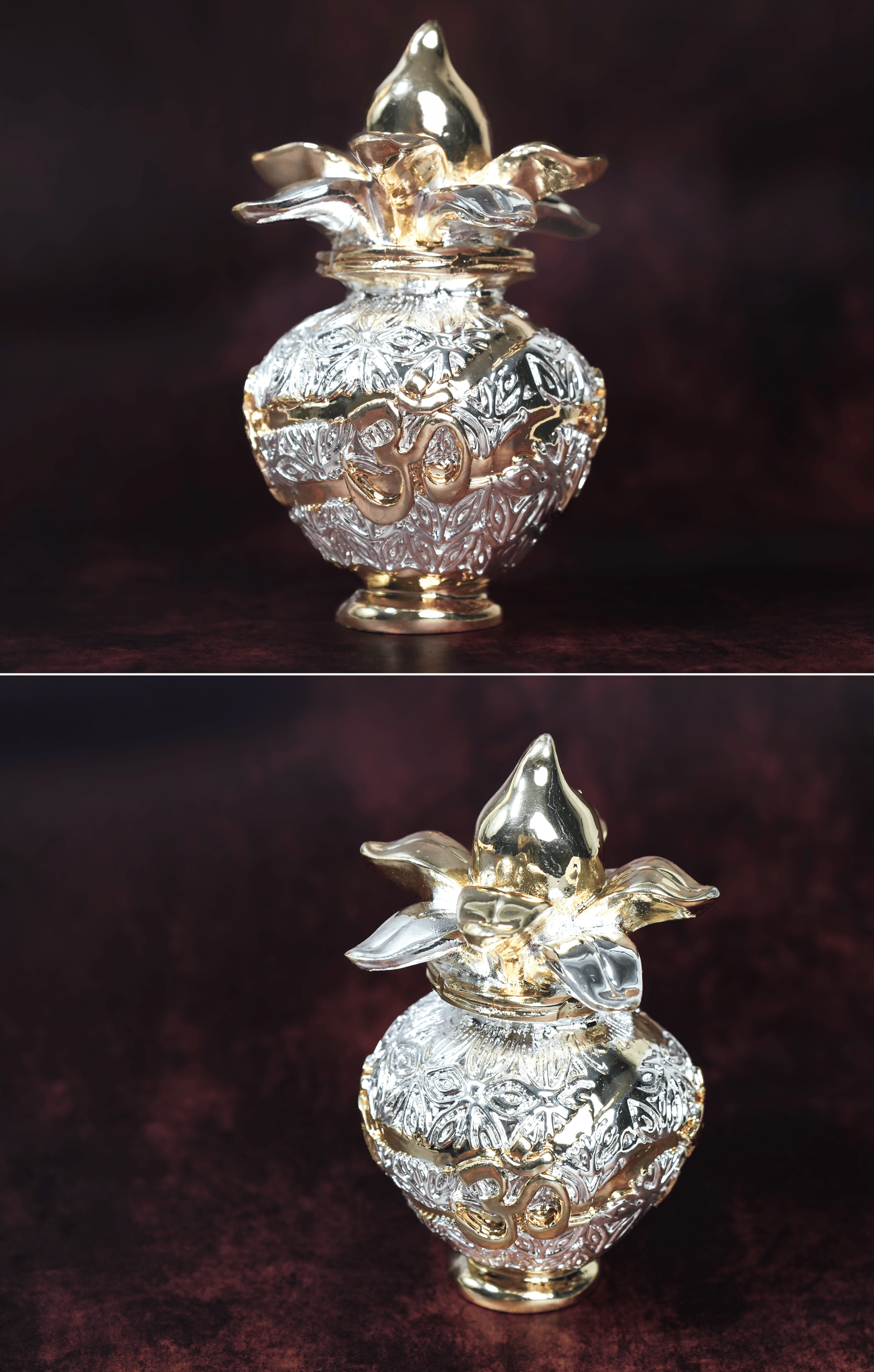 999 Silver Divine Om Kalash Decorative Figurine