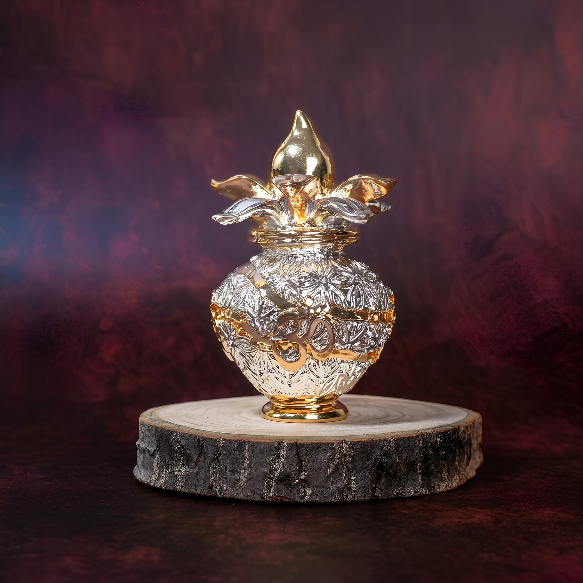 999 Silver Divine Om Kalash Decorative Figurine
