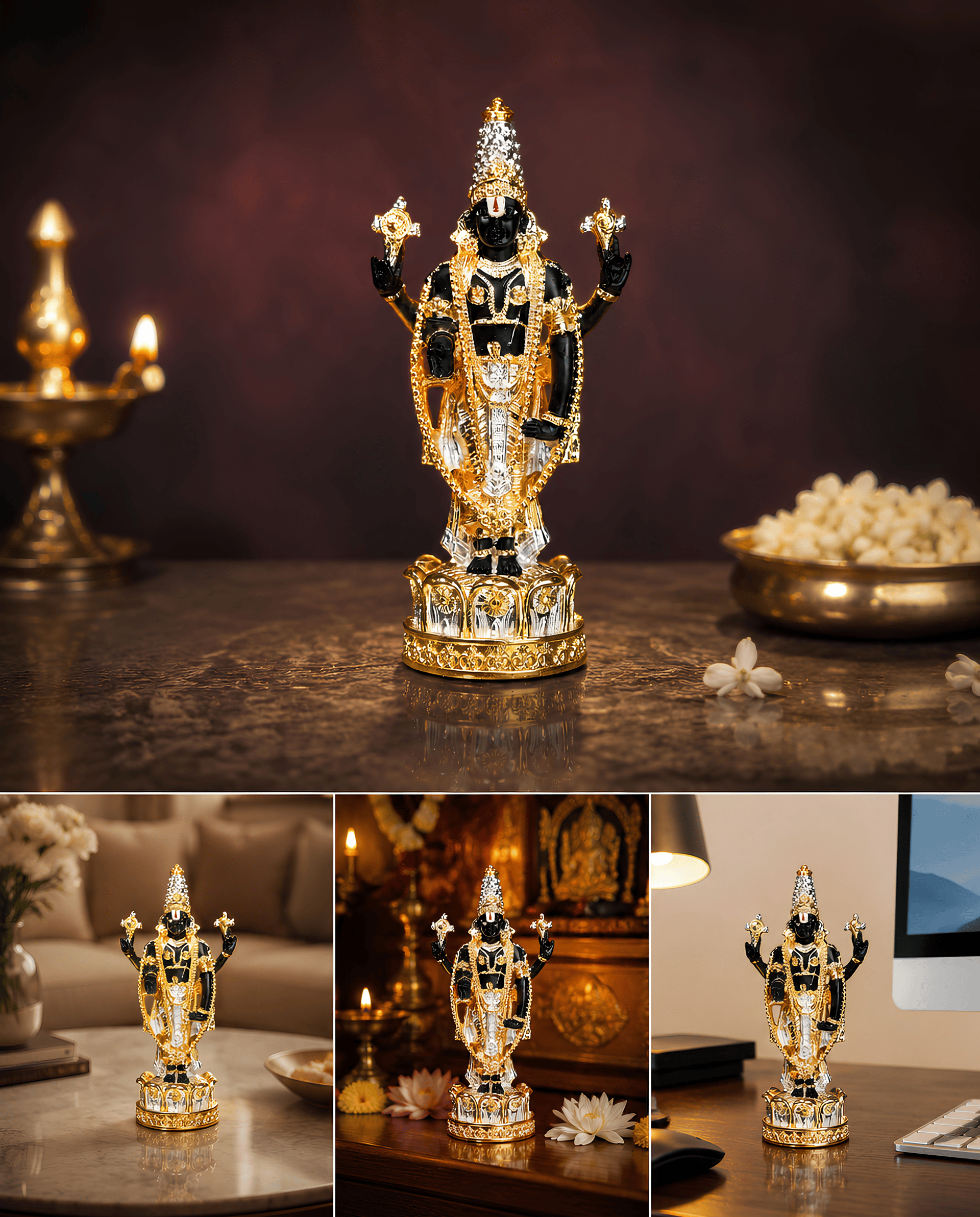 24k Gold Divine Lord Venkateswara Balaji Idol Figurine - Image 5