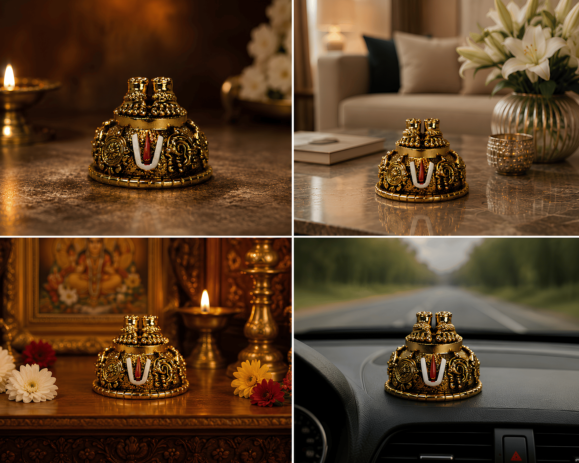 24k Gold Divya Tirupati Balaji Sacred Charan Paduka Idol - Image 8