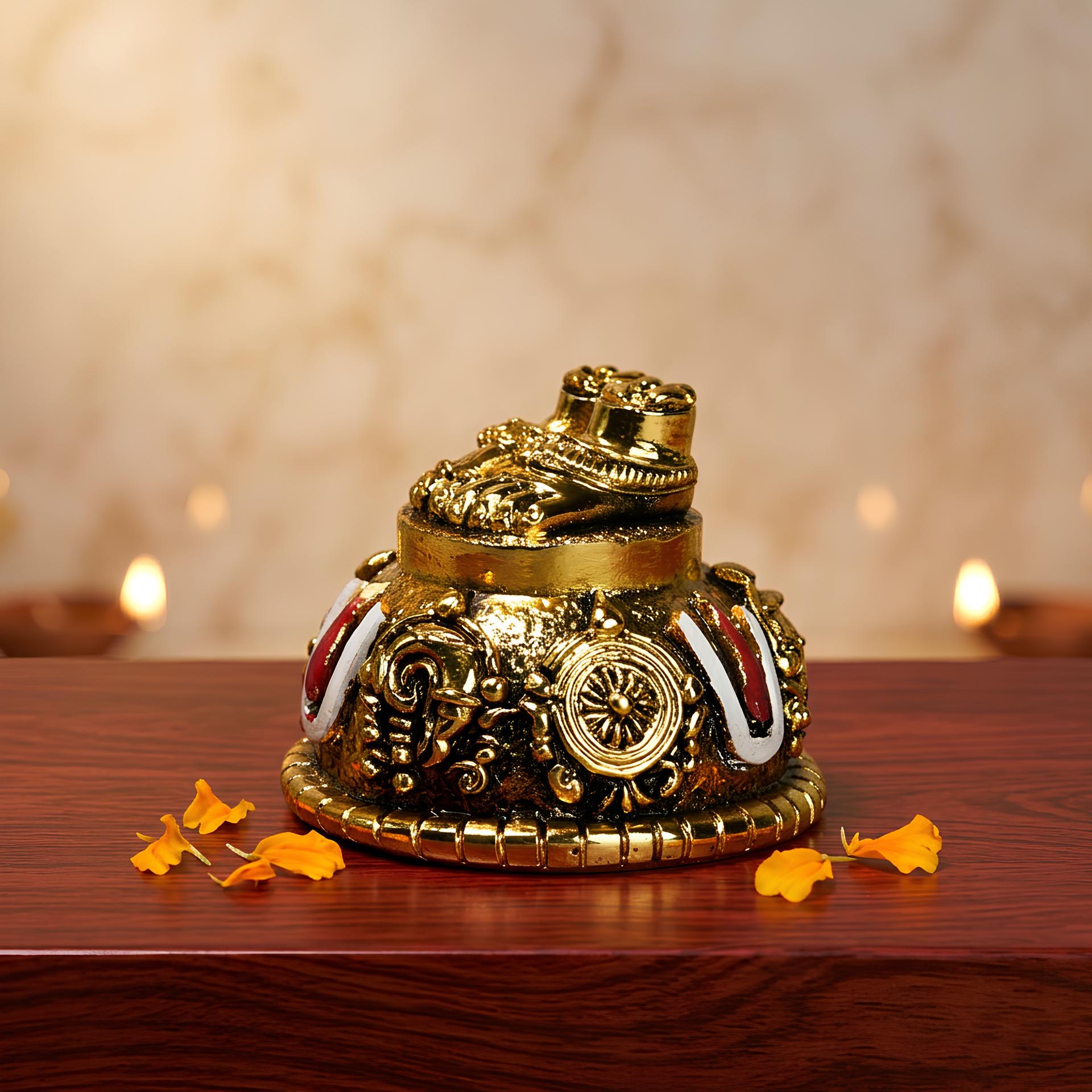 24k Gold Divya Tirupati Balaji Sacred Charan Paduka Idol - Image 3
