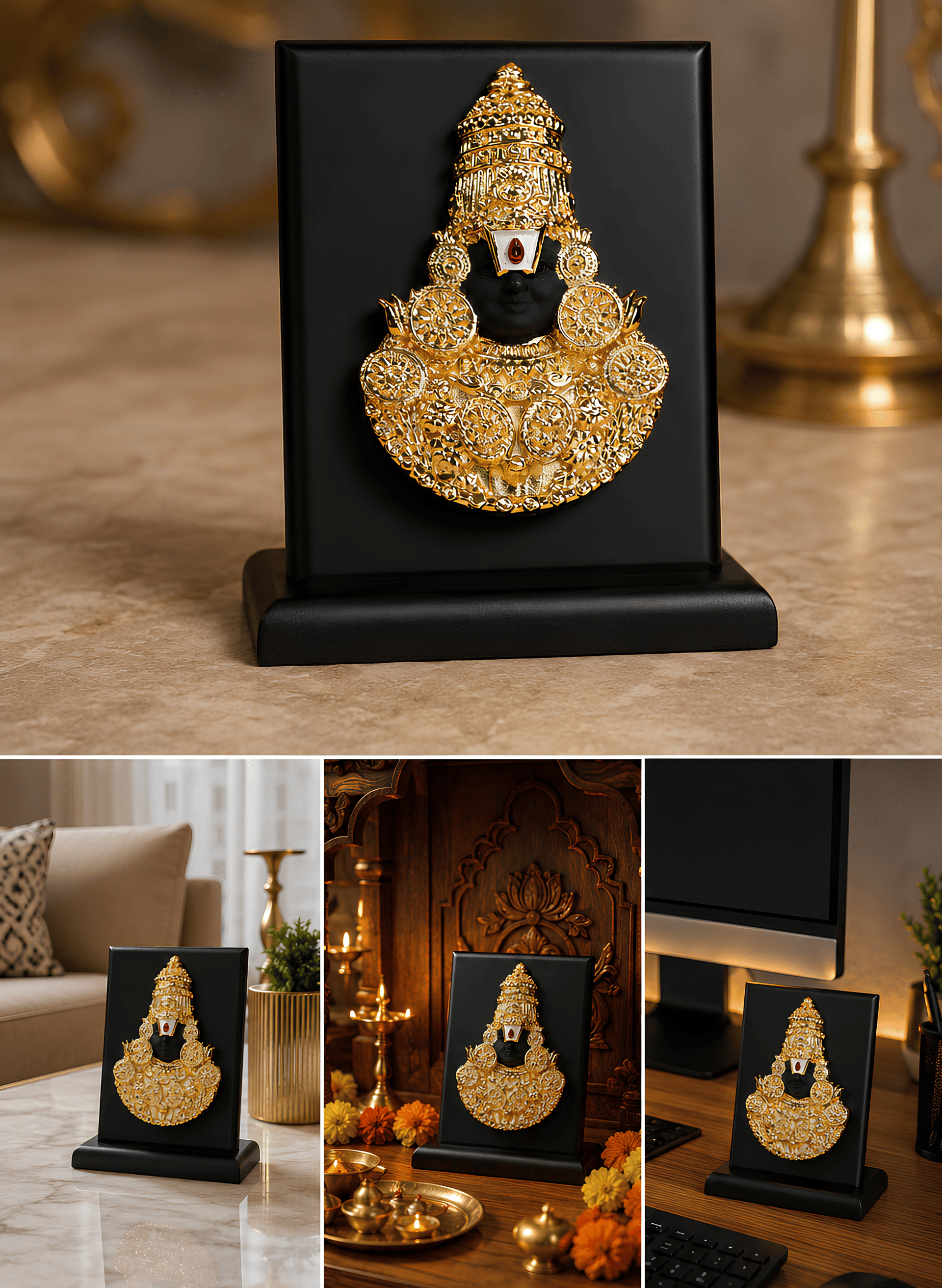 Divya Tirupati Balaji 24k Gold Plated Blessing Frame - Image 3
